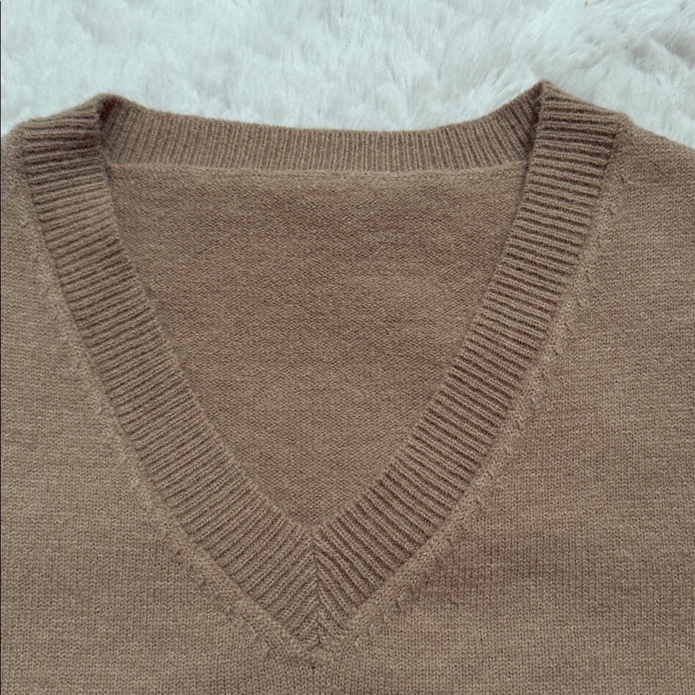 SHEIN V-Neck Tan Sweater Vest - Picture 2 of 4